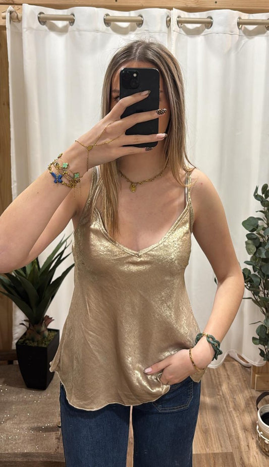 Top satiné doré