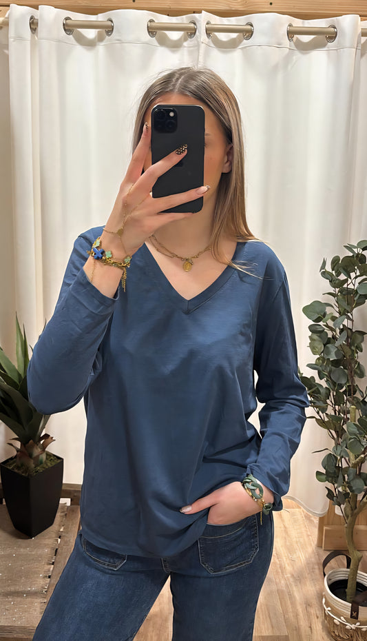 Tee-shirt uni bleu marine