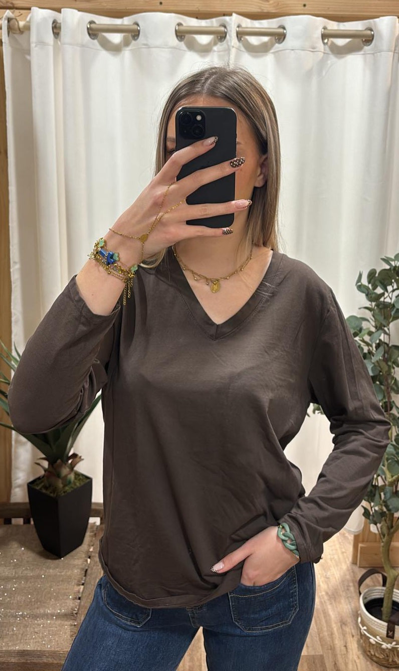 Tee-shirt uni chocolat