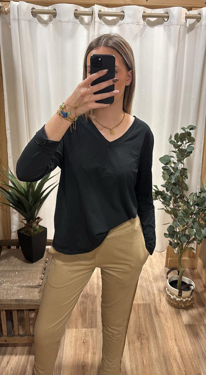 Pantalon bande latérale caramel