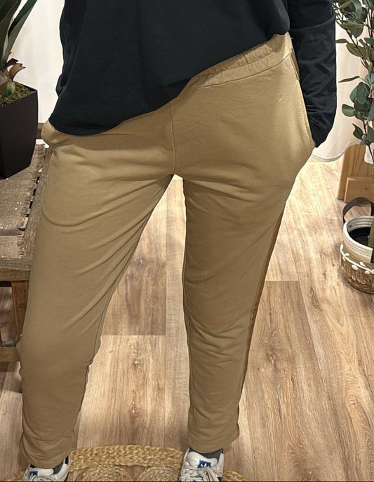 Pantalon bande latérale caramel