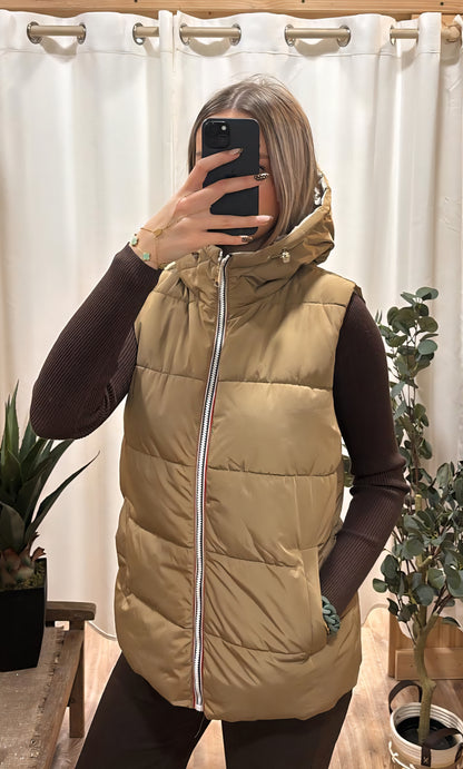 Doudoune sans manches réversible camel/or