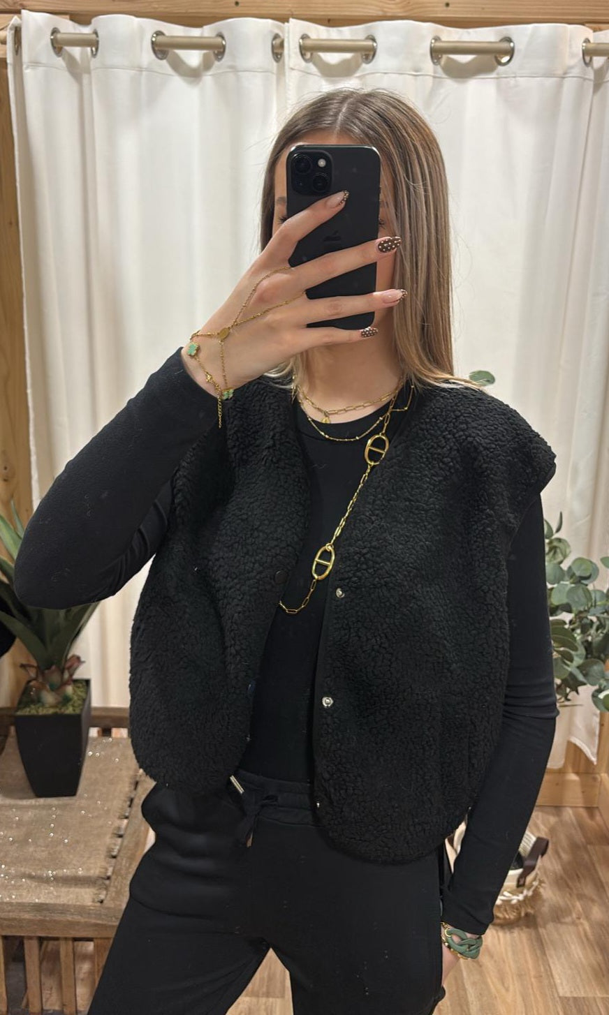Gilet moumoute sans manche noir