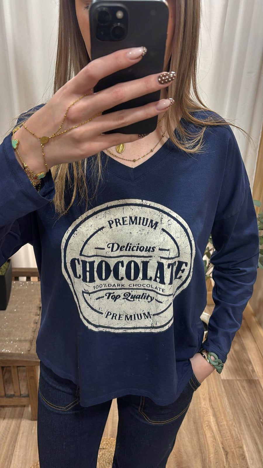 Tee-shirt "chocolate" bleu marine