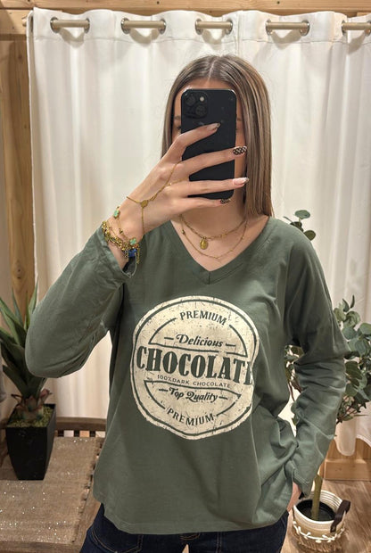 Tee-shirt "chocolate" kaki