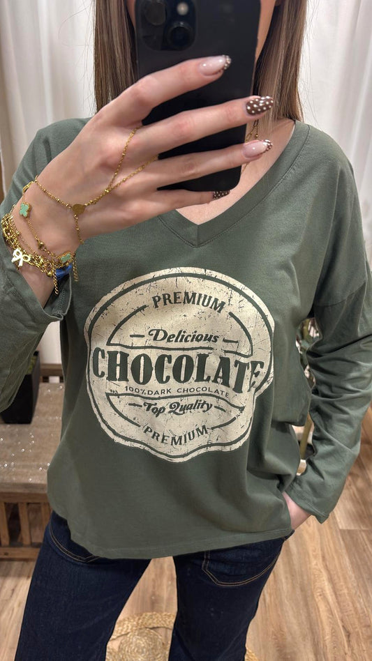 Tee-shirt "chocolate" kaki