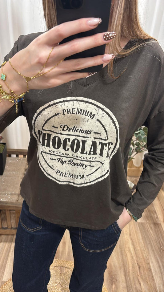 Tee-shirt "chocolate" marron