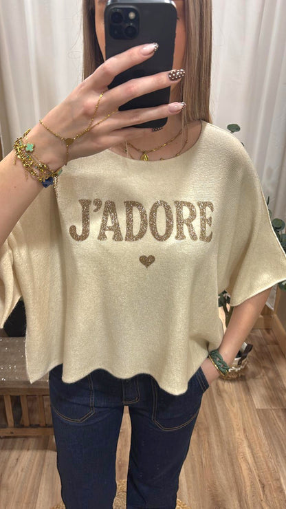 Pull "J'adore" écru