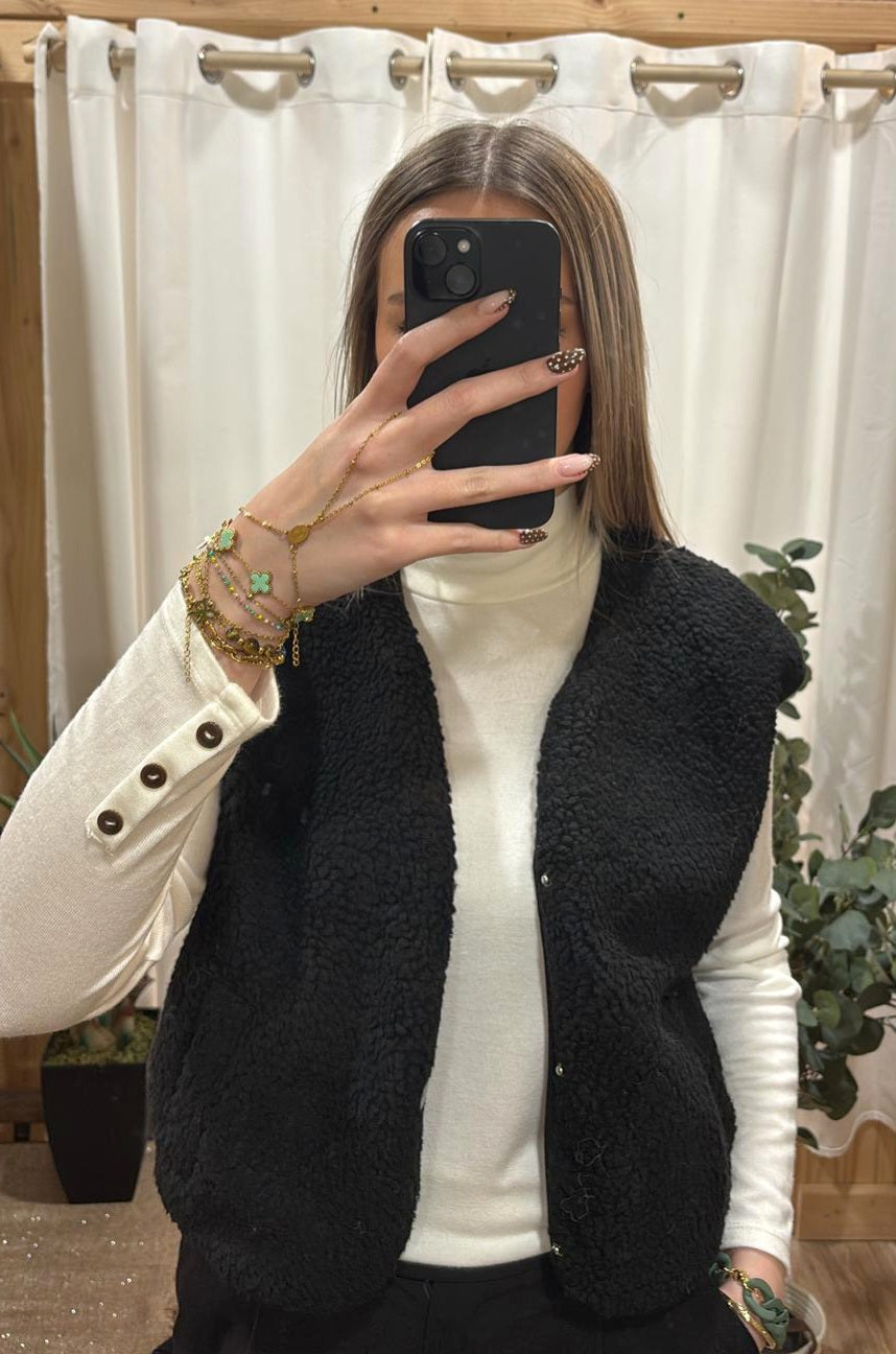 Pull col roulé écru