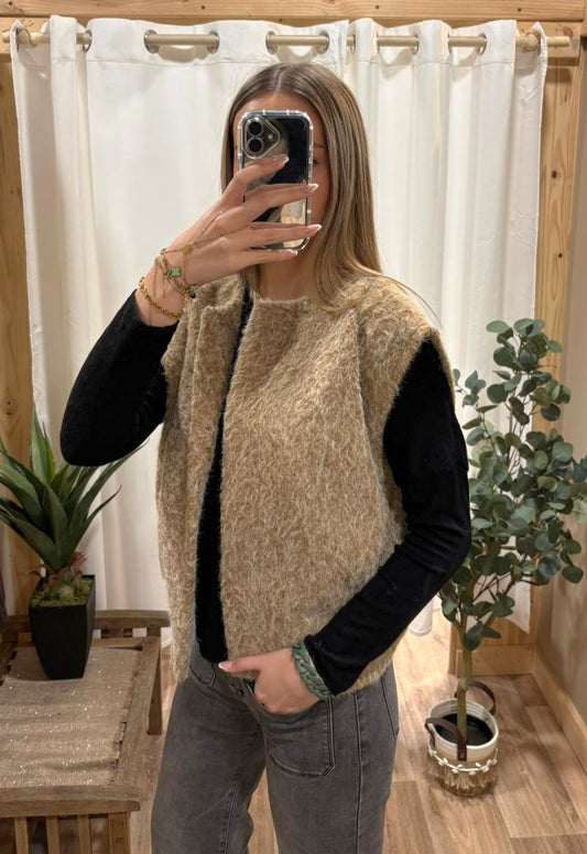 Gilet avec poches camel