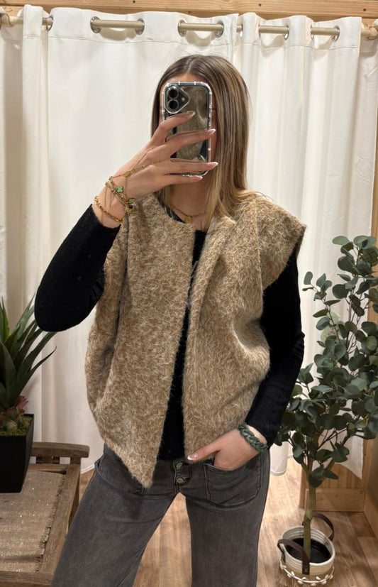 Gilet avec poches camel