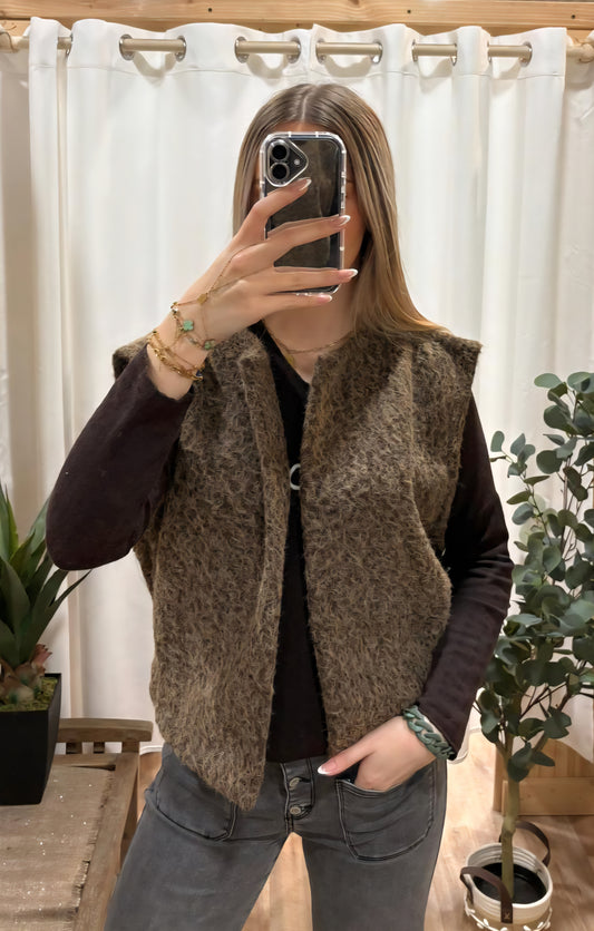 Gilet avec poches chocolat