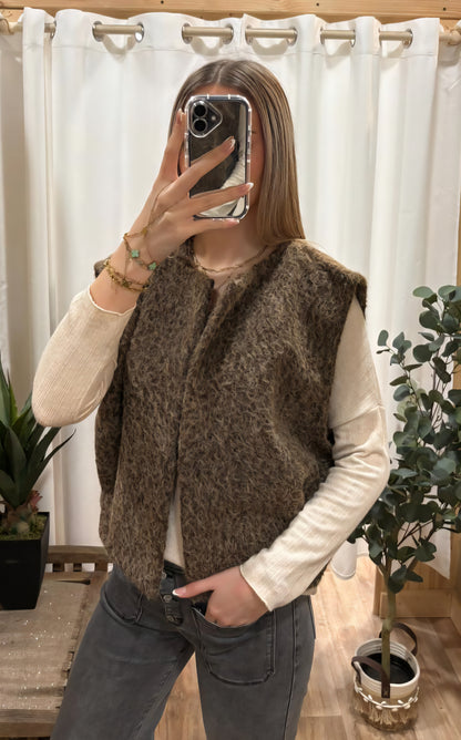 Gilet avec poches chocolat