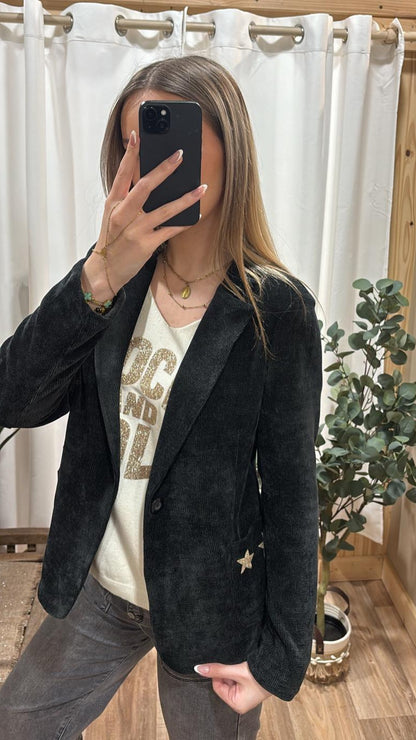 Blazer effet velours noir