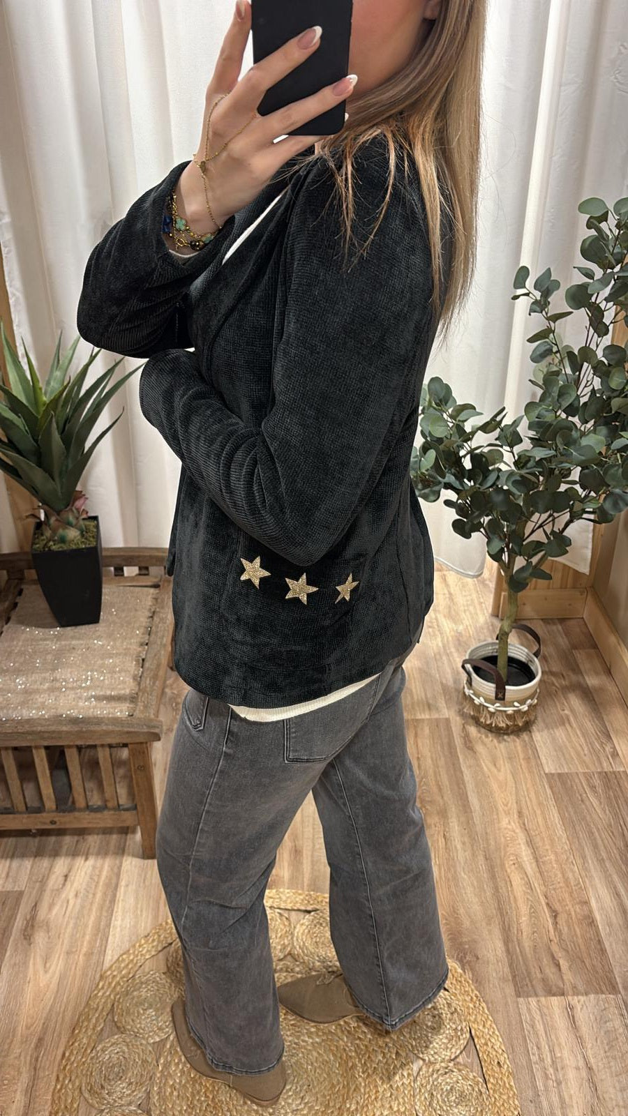 Blazer effet velours noir