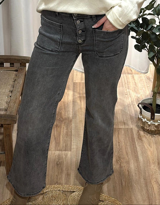 Jean boutons gris