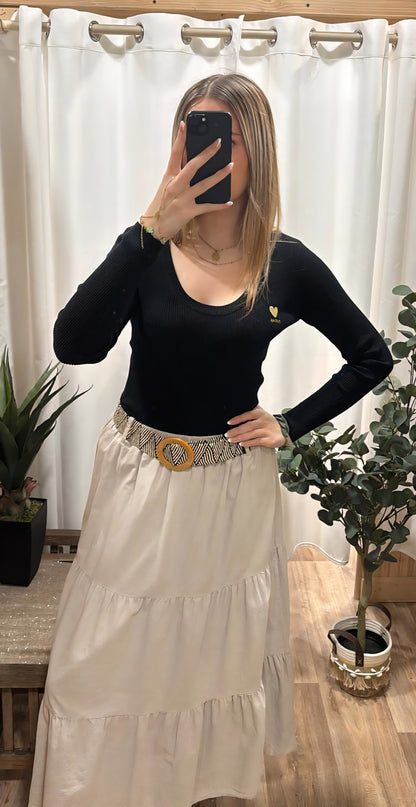 Jupe effet velours beige