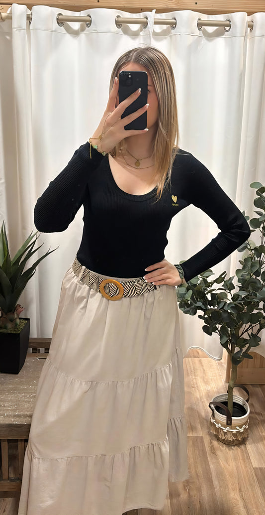 Jupe effet velours beige