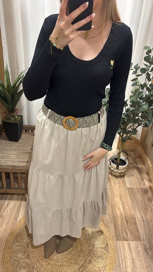 Jupe effet velours beige