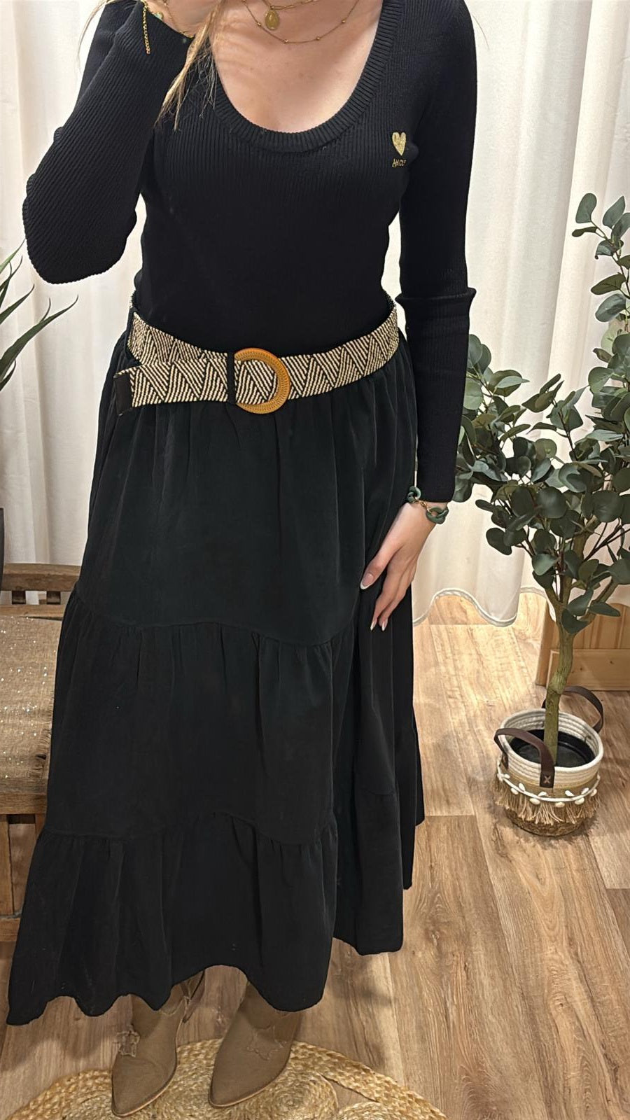 Jupe effet velours noir