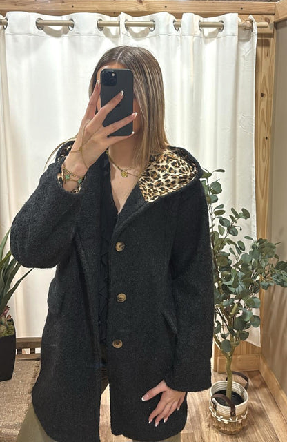 Manteau capuche noir