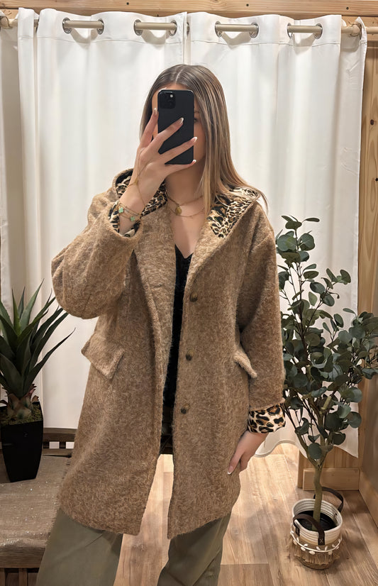 Manteau capuche camel