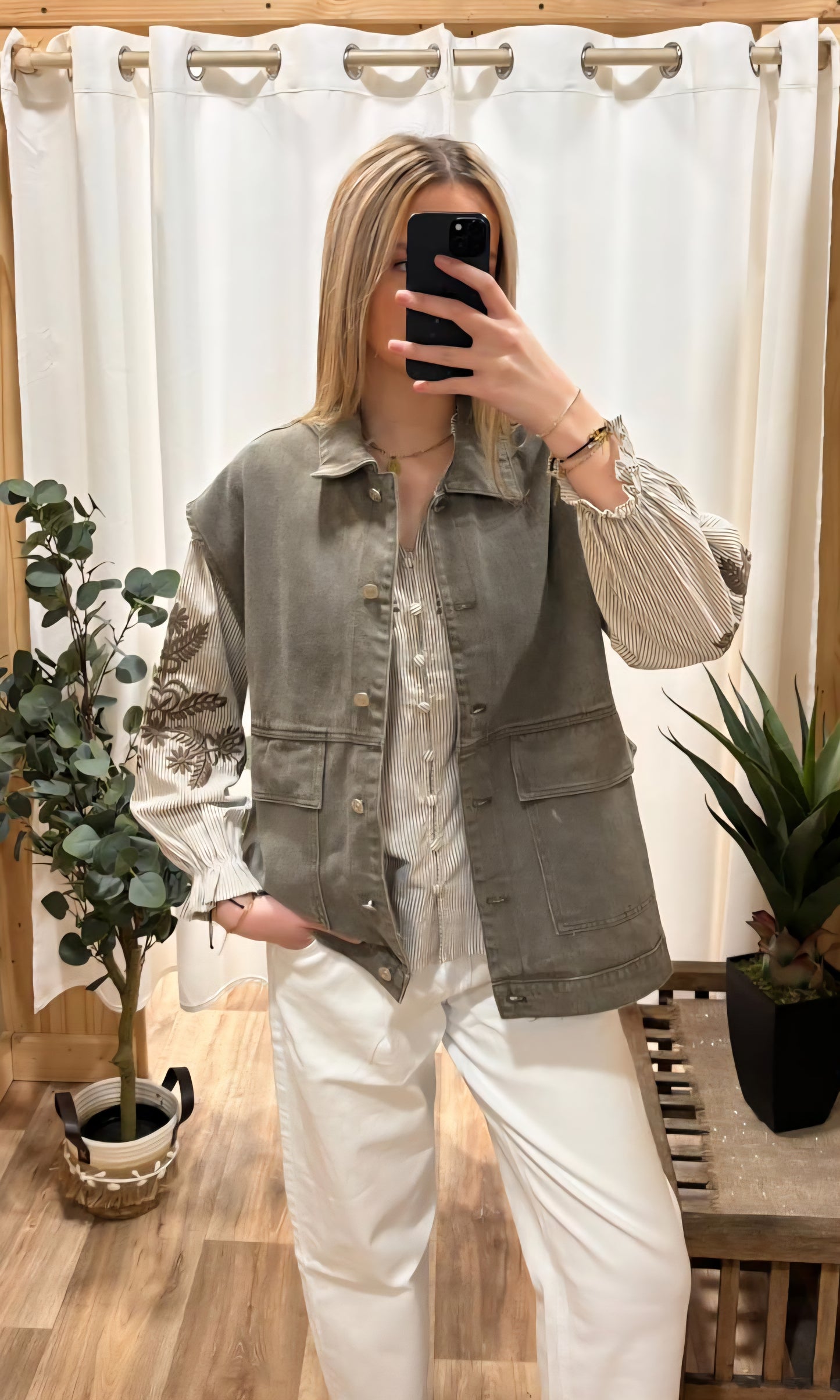 Veste sans manche oversize kaki