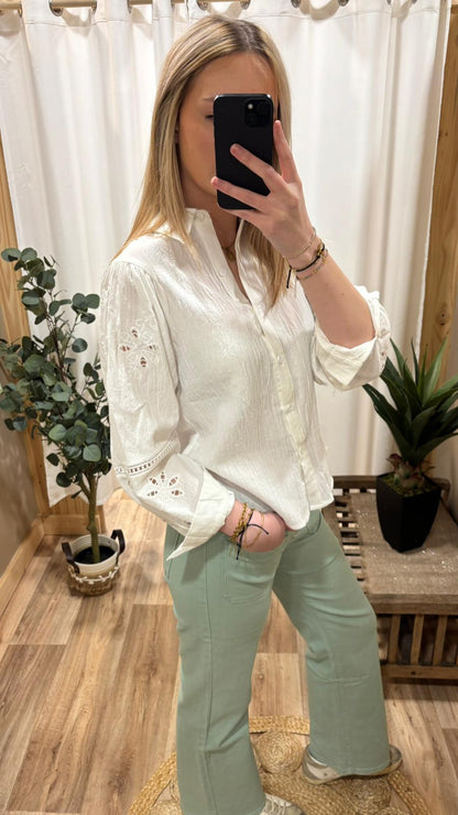 Jean flare vert sauge