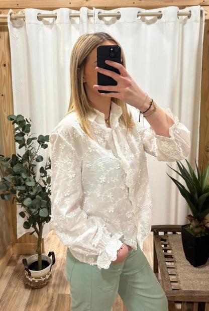 Chemisier broderies fleurs