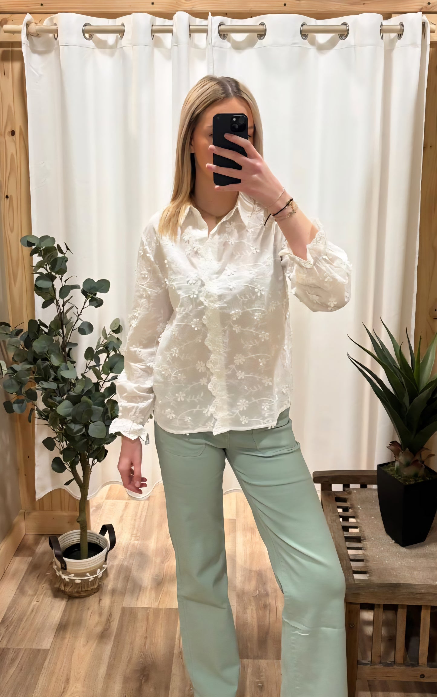 Jean flare vert sauge
