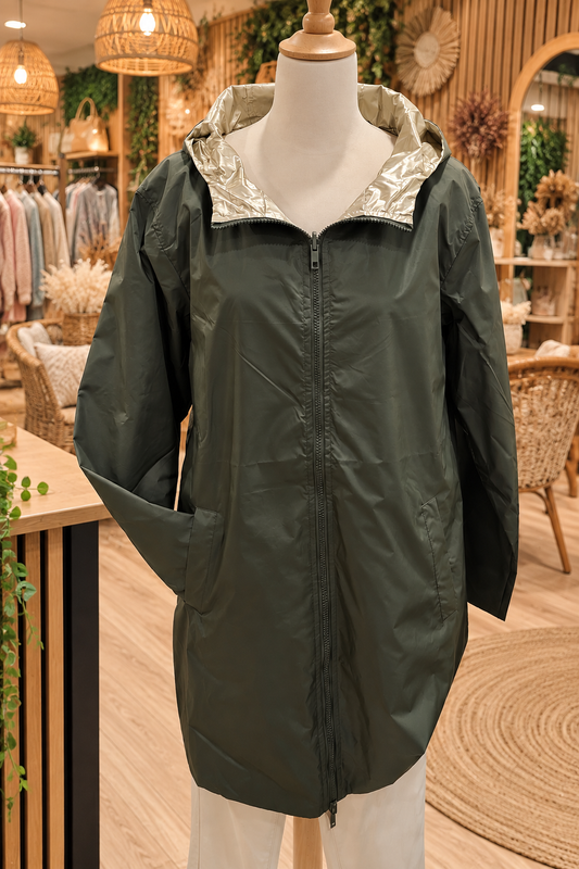 Parka réversible kaki/or