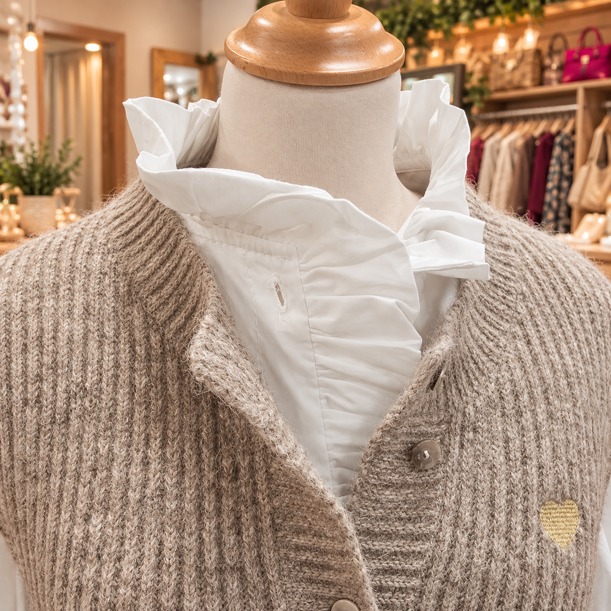 Cardigan sans manche taupe