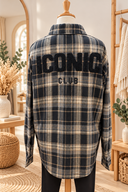 Chemise à carreaux "Iconic club" noire