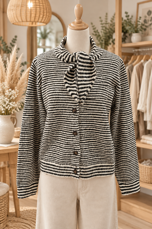 Cardigan rayé chocolat