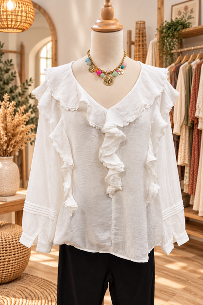 Blouse à volants blanche