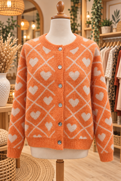 Cardigan coeur orange