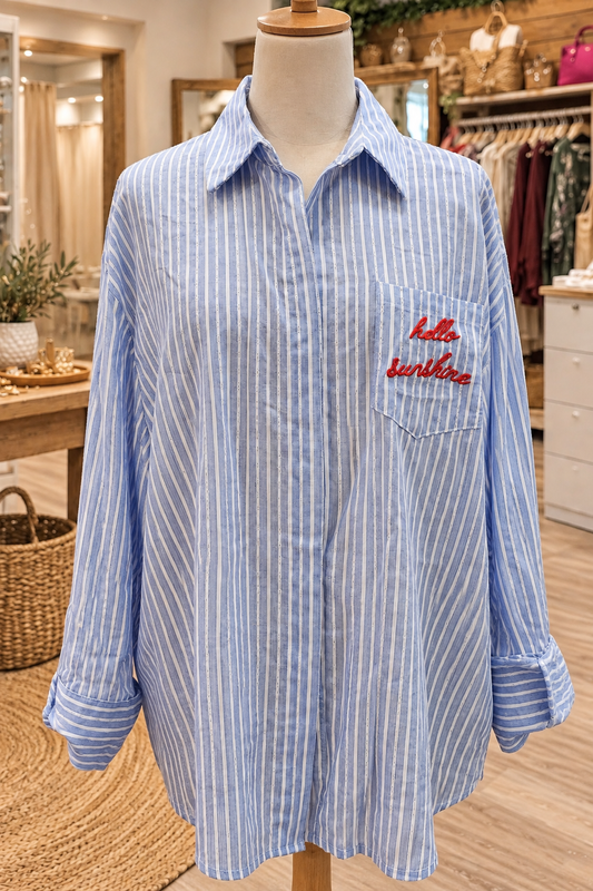Chemise oversize rayée "Hello sunshine"