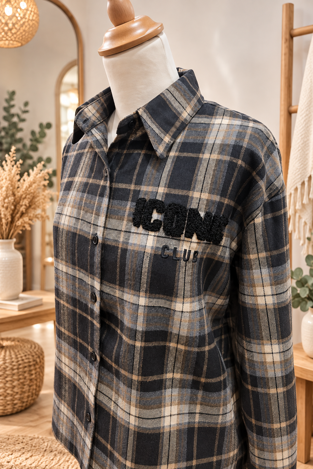 Chemise à carreaux "Iconic club" noire