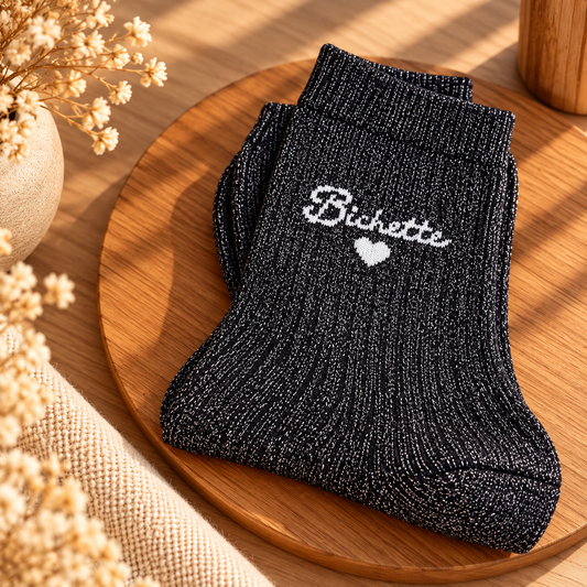 Chaussettes paillettes noires bichette