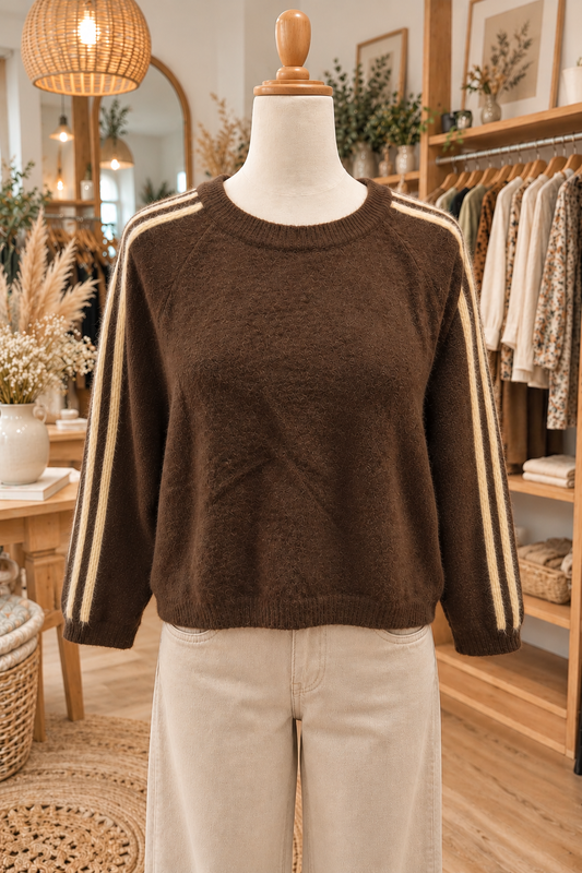 Pull rayures manches chocolat