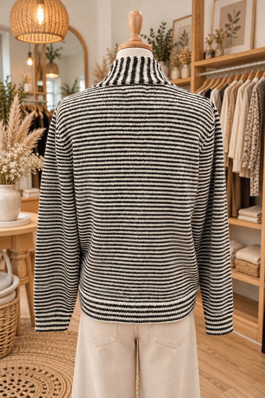 Cardigan rayé chocolat