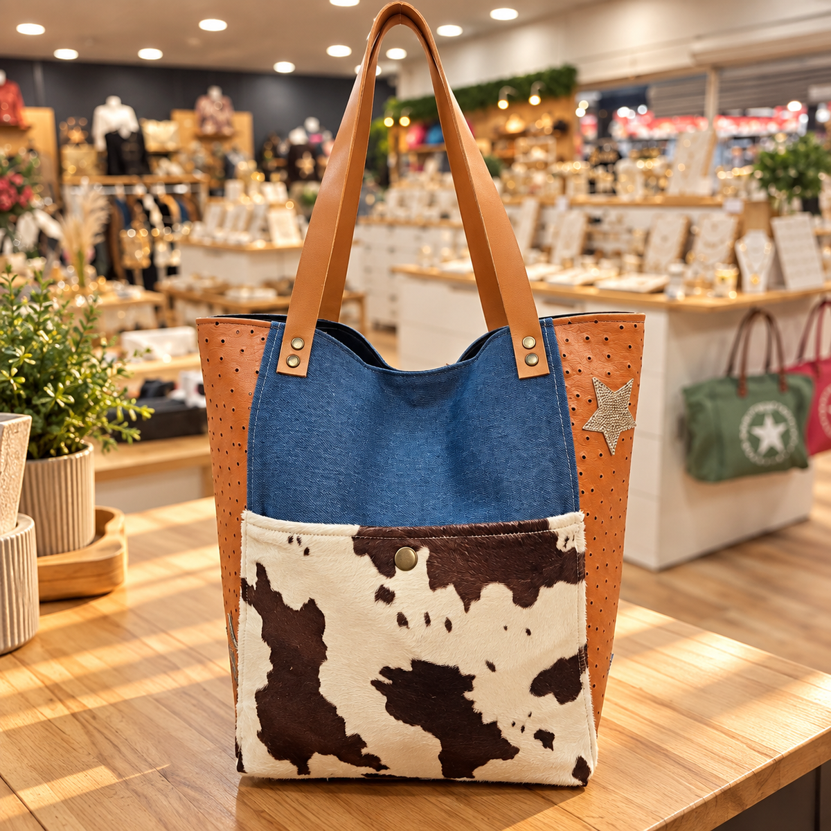 Sac cabas ELOKA imprimé vache