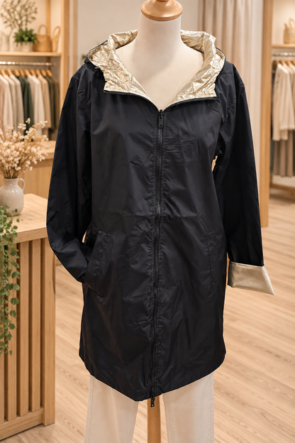 Parka réversible noir/or