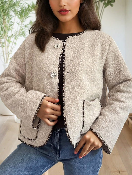 Veste galon léopard beige