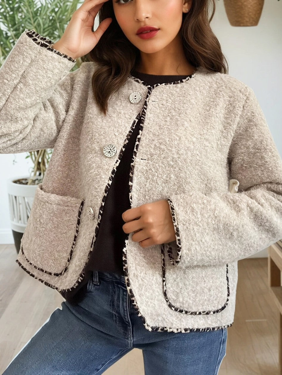 Veste galon léopard beige