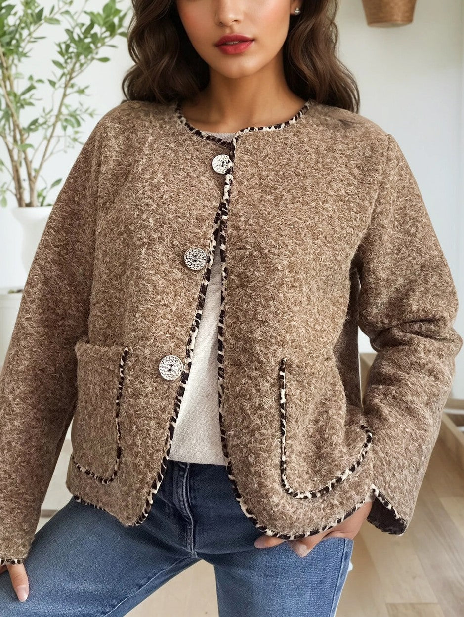 Veste galon léopard camel