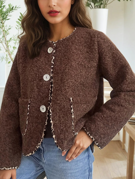 Veste galon léopard marron